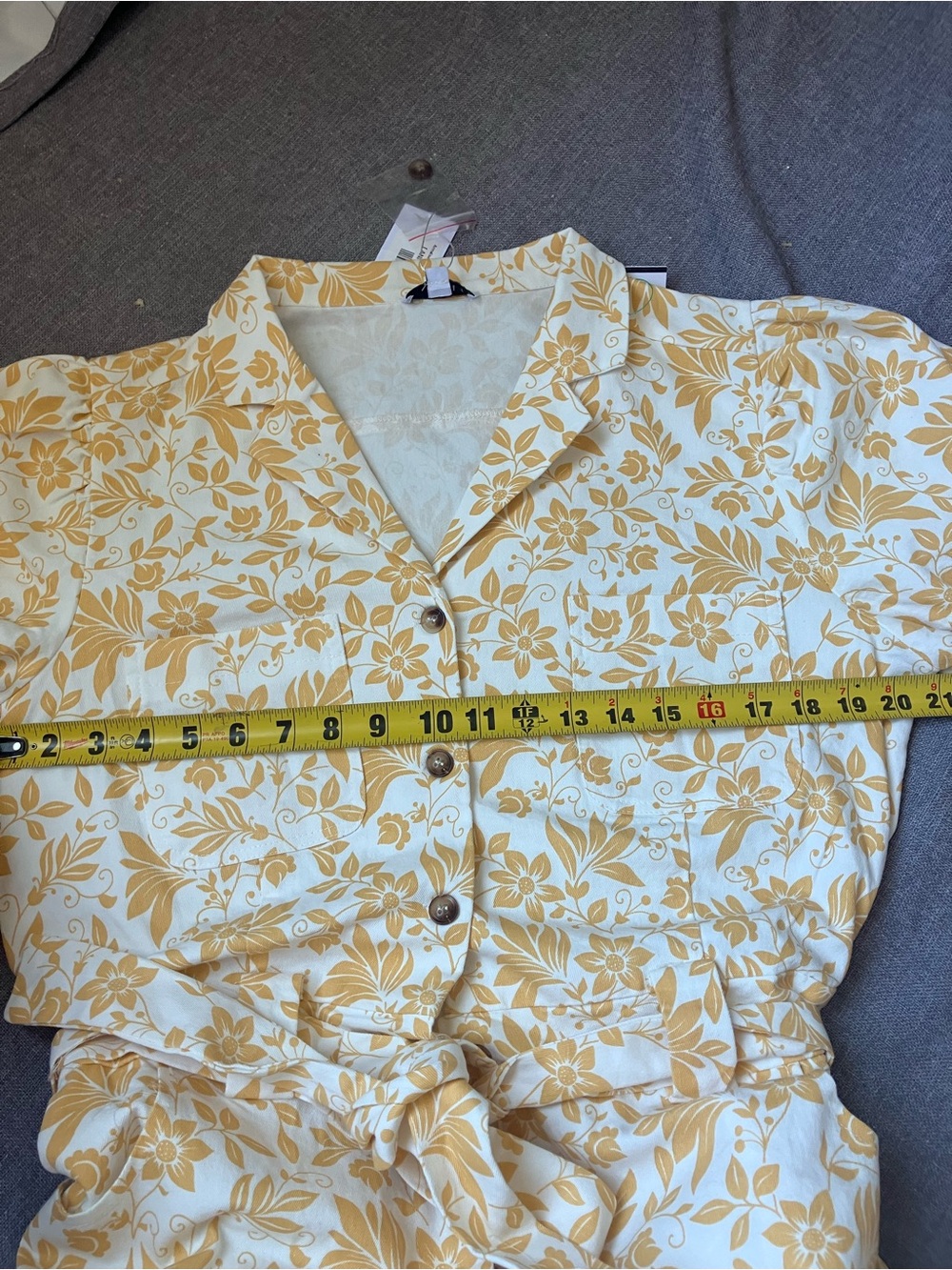 NWT Baltic Born Cotton Blend  Floral Tie-Waist Jumpsuit in Soft Yellow size XL - Picture 9 of 12